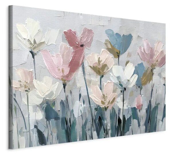 Prato pastello - fiori dipinti con uno spesso strato di pittura