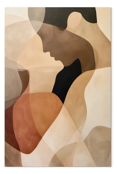 Quadro su tela Una coppia in un abbraccio: una composizione artistica con silhouette ravvicinate