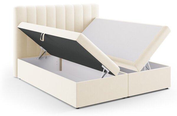 Letto boxspring beige con contenitore 180x200 cm Gina - Milo Casa