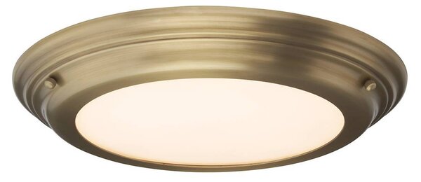 Lampada a soffitto LED Elstead Welland, 4 cm di altezza, in ottone anticato, grado di protezione IP54