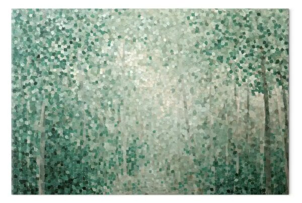 Quadro contemporaneo Bosco - una composizione verde in stile puntinato