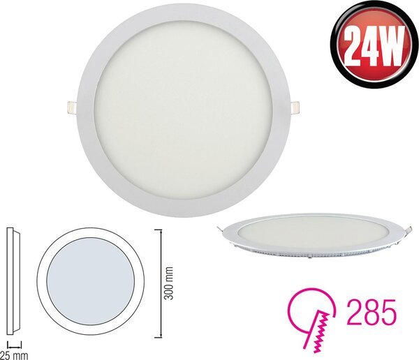 24w LED pannello sottile luce da incasso pannello da soffitto lampada da soffitto bianco caldo rotondo Ø 300mm
