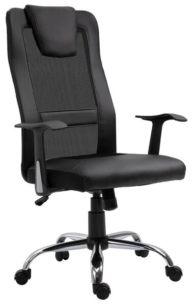 Vinsetto Vinsetto sedia da ufficio ergonomica in ecopelle nera 51 x 60,8 x 112 122 cm