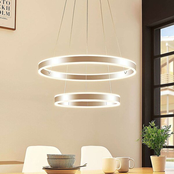 Lucande LED-Pendellampe Lyani, 60 cm, 2-flg., chrom, dimmbar