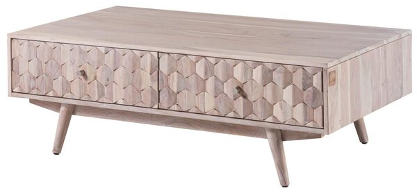 MASSIVMOEBEL24 | tavolino da salotto in legno di Acacia 120x70x40 bianco laccato MOSAYK #203