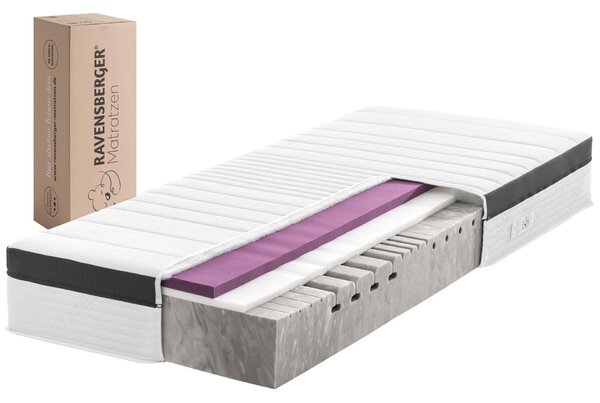 Materasso in schiuma di comfort con tecnologia Struktura-MED, 7 zone, dimensioni 90 x 200 cm, livello di supporto H4, con strato in gel, rivestimento in Lyocell lavabile, prodotto in Germania
