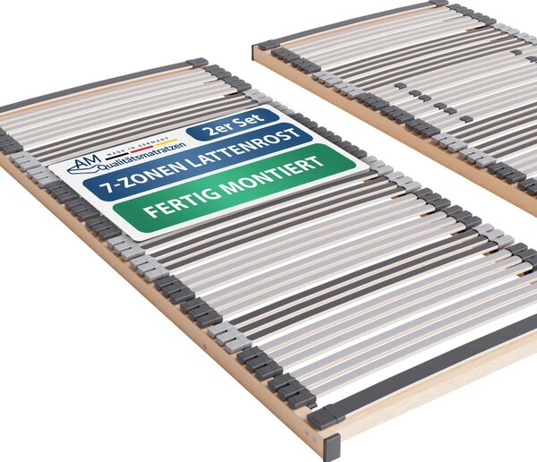 AM Quality Mattresses | Rete a doghe ergonomica a 7 zone | 160x200 cm (2x 80x200 cm) | completamente assemblata | 44 doghe | rigida | rete a doghe | 160 x 200 cm