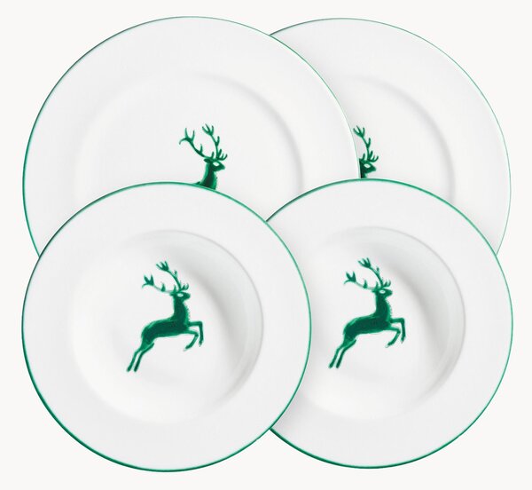 Servizio di piatti in ceramica fatto a mano Green Deer, 2 persone, set da 4