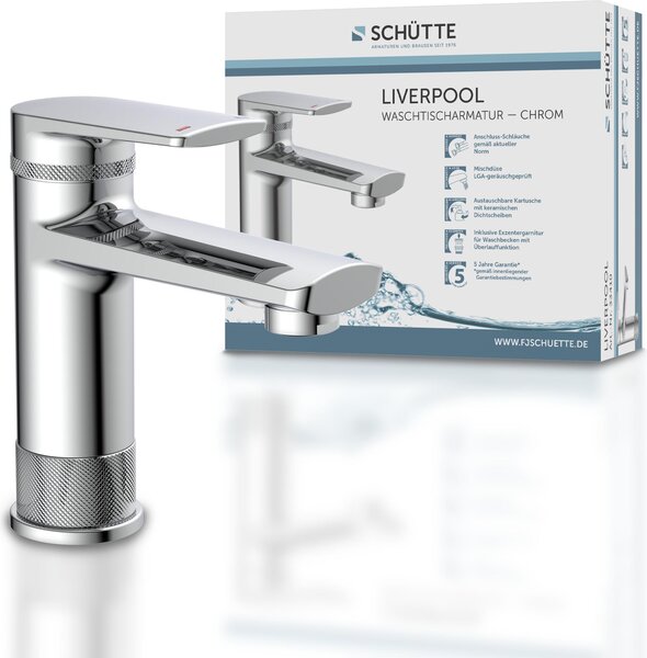 Miscelatore per lavabo SCHÜTTE LIVERPOOL, miscelatore per bagno con bocca a scomparsa lavabo, miscelatore per bagno con bocca a scomparsa