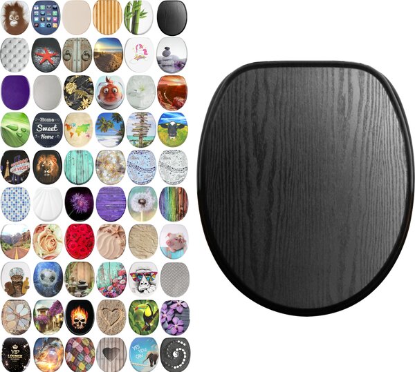 SANILO® Sedile WC con chiusura ammortizzata e chiusura rapida Black Wood, coperchio WC direttamente dal produttore, coperchio WC, sedile WC, coperchio WC