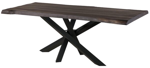 MASSIVMOEBEL24 | Tavolo da pranzo in legno di mango - laccato grigio / gambe mikado antracite matt 200x100x79