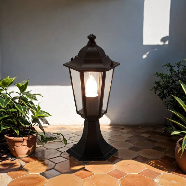 Piantana resistente alle intemperie "Paris" vetro alluminio nero H:40cm IP44 lanterna da esterno cortile giardino