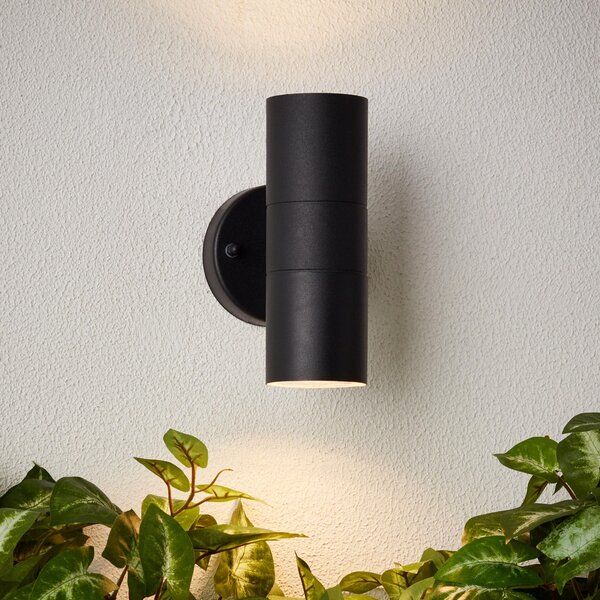 Lampada da parete per esterni, 2x GU10, emissione della luce su entrambi i lati, metallo/vetro nero