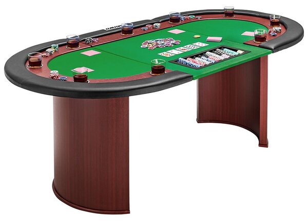 EG MW-387|Tavolo da poker MUWO per 10 giocatori, con area per il banco e vano porta-fiches, colore verde
