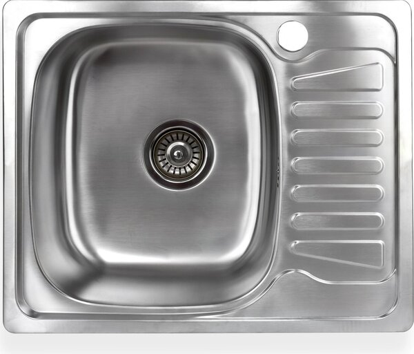 Lavello in acciaio inox "Alfa 2R" lavello da incasso rettangolare con sgocciolatoio sul lato destro