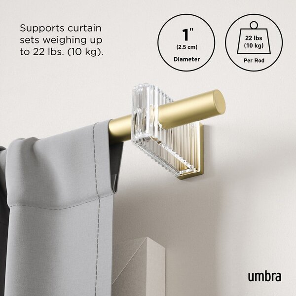 Bastone per tende oro opaco in acciaio regolabile 107 - 305 cm Flute – Umbra