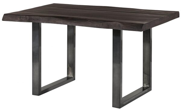 MASSIVMOEBEL24 | FREEFORM 5 tavolo da pranzo in legno di mango - verniciato grigio / gambe in ferro U antracite lucido 140x90