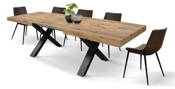 Tavolo moderno allungabile rovere rustico gambe nere 160x90x76 180x90x76