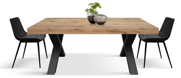 Tavolo moderno allungabile rovere rustico gambe nere 160x90x76 180x90x76