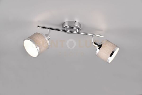 Arosa barra 2 spots metallo cromato con paralume grigio l. 53cm 2 l
