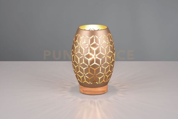 Bidar lampada da tavolo metallo caffe' taglio laser con inserto in 