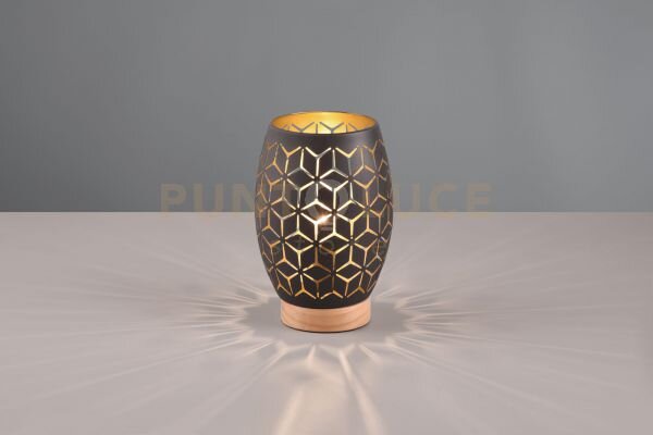 Bidar lampada da tavolo metallo nero e oro taglio laser con inserto