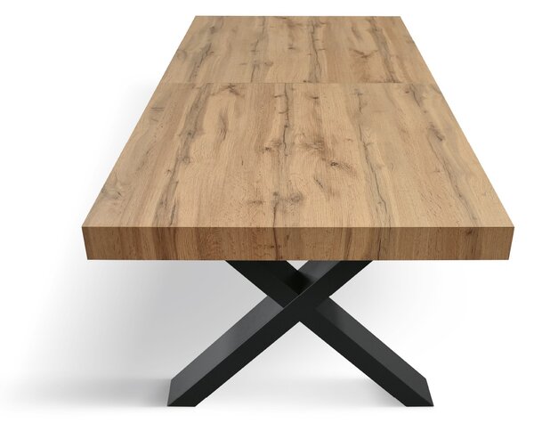 Tavolo moderno allungabile rovere rustico gambe nere 160x90x76 180x90x76