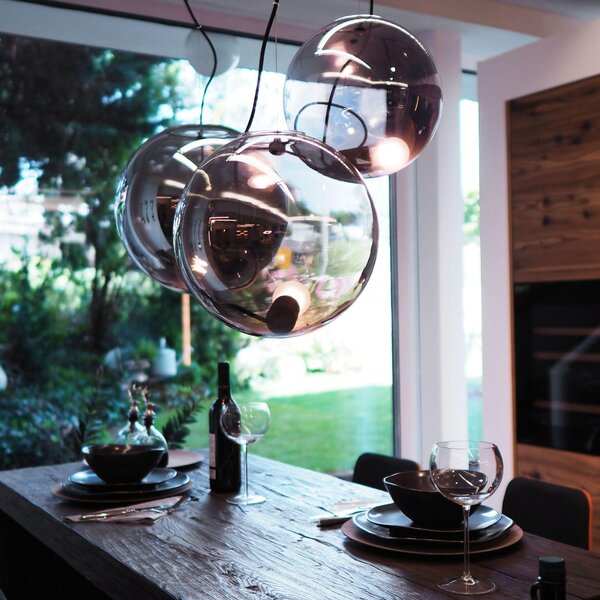 S.luce Sfera lampada a sospensione sfera di vetro lampada a sospensione con sfera di vetro cromo/chiaro Ø 40cm rotonda