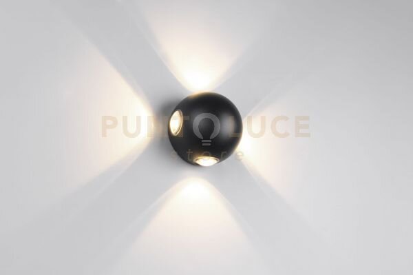 Avisio applique da esterno led 8w 1000lm, 3000k sfera quadri-emissi