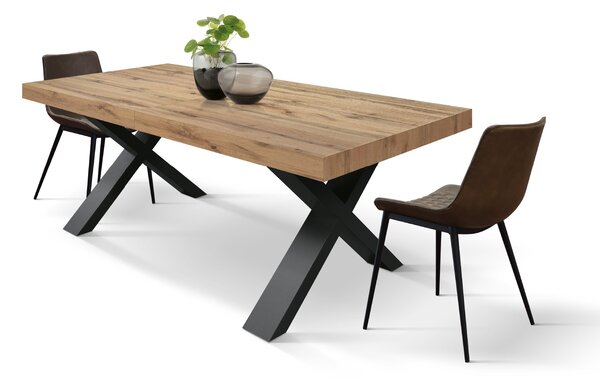 Tavolo moderno allungabile rovere rustico gambe nere 160x90x76 180x90x76