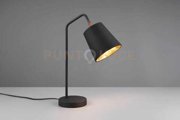 Buddy lampada da tavolo metallo nero con paralume nero e oro h. 45c