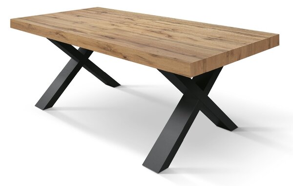 Tavolo moderno allungabile rovere rustico gambe nere 160x90x76 180x90x76