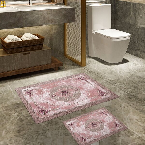 Set di tappetini per il bagno rosa 2 pz 60x100 cm – Foutastic