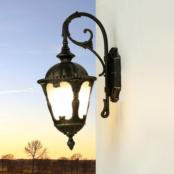 Applique da esterno rustica "Tybr" lampada da parete in vetro alluminio antico balcone terrazzo giardino