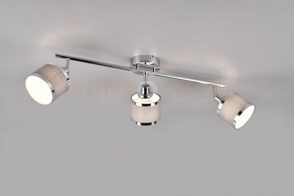Arosa barra 3 spots metallo cromato con paralume grigio l. 81cm 3 l