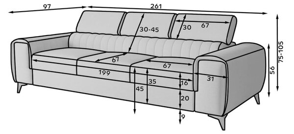 Divano verde allungabile e rivestimento in velluto 261 cm Laurence – ELTAP