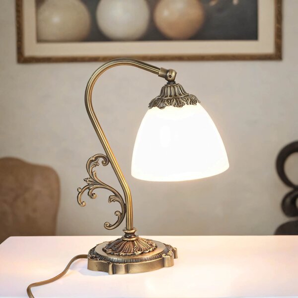 Lampada da tavolo ottone vetro 30 cm art nouveau E14 regolabile lampada da tavolo premium lampada da tavolo