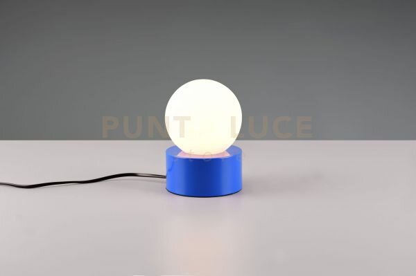 Countess lampada da tavolo base in metallo blu con vetro bianco acc