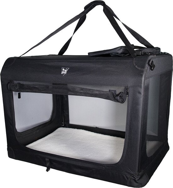 Trasportino SPOCADO "Palace" | 82 x 59 x 59 cm | Pieghevole | 3 aperture con cerniera | Coperta inclusa | Perfetto per i viaggi | Nero | SCO-23