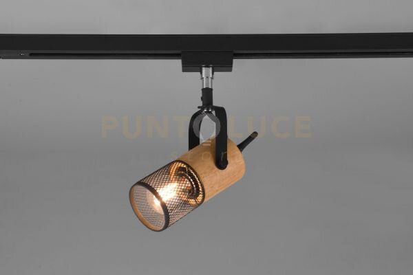 Duoline tosh spot orientabile metallo nero e legno h. 16cm 1 luce a