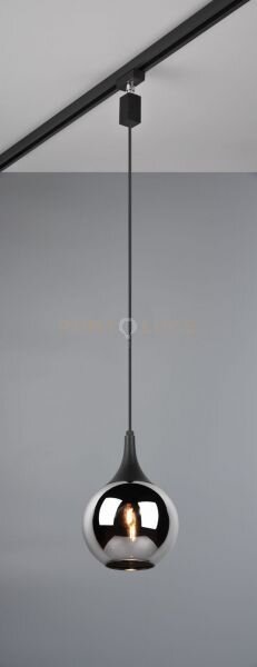 Duoline sospensione lumina metallo nero e vetro fume' d. 18cm per s
