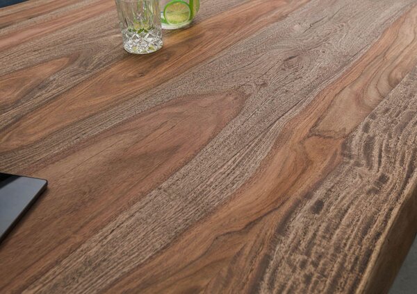 MASSIVMOEBEL24 | Tavolo da pranzo in legno di sheesham - decapato grigio / gambe mikado antracite matt 220x100x79