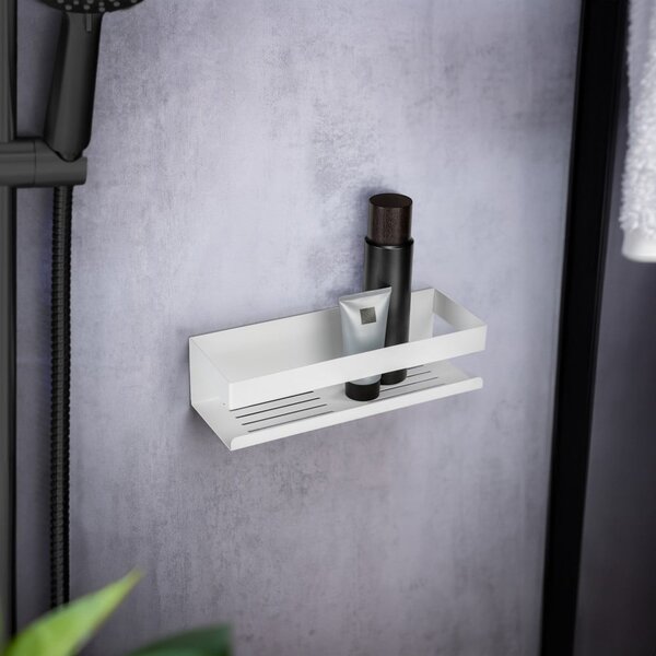 Mensola da bagno senza foratura bianco opaco in acciaio inox con aggancio Turbo-loc Genova – Wenko
