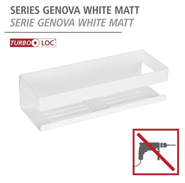 Mensola da bagno senza foratura bianco opaco in acciaio inox con aggancio Turbo-loc Genova – Wenko