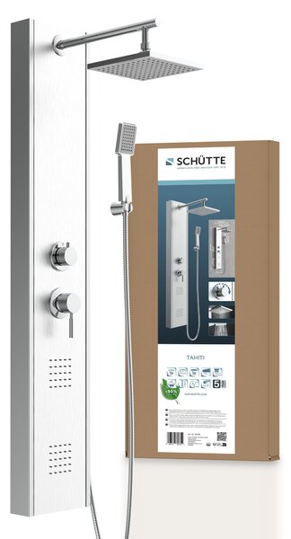 Pannello doccia SCHÜTTE TAHITI, colonna doccia 2 in 1 con grande doccia a pioggia e doccetta, set doccia con rubinetto, acciaio inox