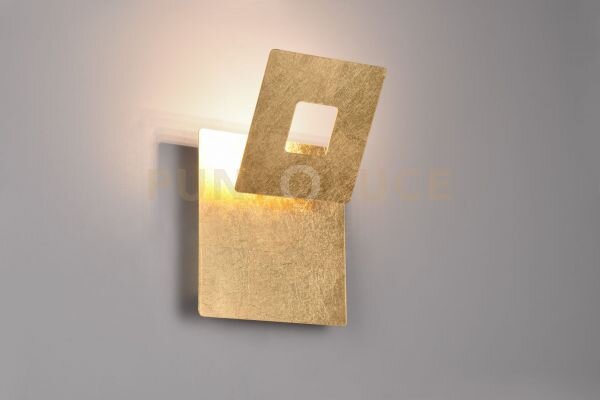 Leano applique led 6w 560lm, 3000k metallo oro diffusore quadrato 