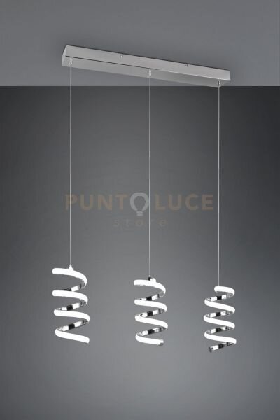 Laola sospensione led 24w 3750lm, 4000k 3 spirali cromate dimmerabi