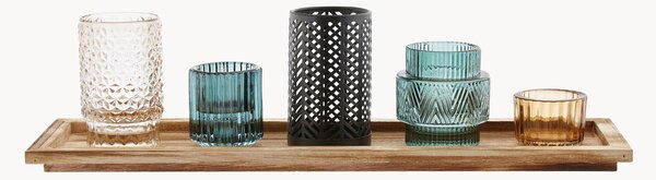 Set portacandele con vassoio in legno Elviena 6 pz