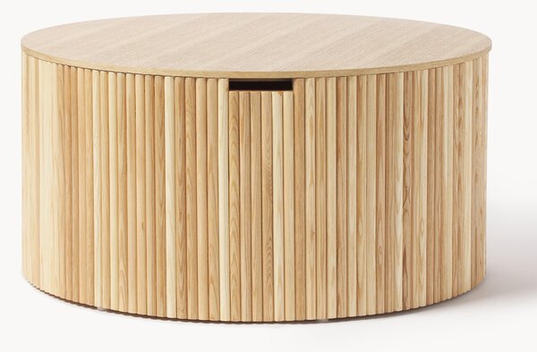 Tavolino-contenitore rotondo da salotto in legno Nele