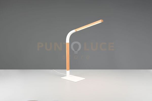 Norris lampada da studio led 7w 950lm, 3000k metallo bianco e legno